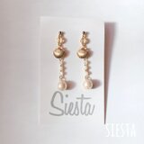 白蝶貝とコットンパールの海ピアス（キスカ）