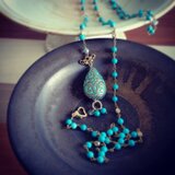 ターコイズのロングネックレス