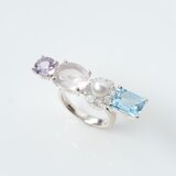 ユニコーンカラー天然石のプリンセスリング