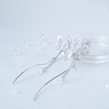 【３way 】スワロフスキーとムーンストーンのビジューイヤリング/ピアス（ライトシルバー）