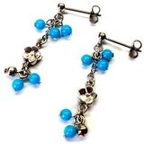 【完売御礼】ターコイズ３ドットラウンドピアス#011