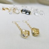 シトリン　タンブルカット　ラウンドチェーンピアス