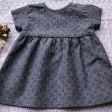 インディゴ風チェックワンピース《80～120サイズオーダー可》播州織ブルー