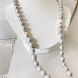 6月誕生石★新品★【ロングネックレス】淡水パール・バロック・グレー★の画像