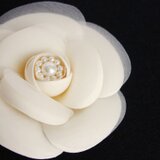 カメリアのシルクコサージュ＜アイボリーホワイト/オーガンジー＞CY003FO-C8SP