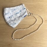 マスクチェーン　有核淡水真珠×ブルートパーズ　MAS-001-N-B