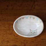 ネコ　楕円小皿　031