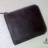 アンティーク風L字ファスナー財布　レザー　総手縫い