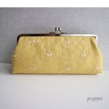 リネンで作った刺繍のペンケース兼メガネケース(りぼん)　