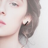 パール3連ピアスK10YG/ K18YG　色：ブラック