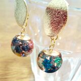 ドライフラワーのピアス