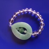 値下げしました！天然石アベンチュリン（雫&ぷっくり♥）×水晶のゴムブレスレット