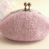 ビーズがま口 無地 ベビーパープル