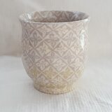 練上 湯呑み　花菱文　ピンク　透明釉の画像