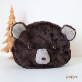 【クマーチェフのおかおシリーズ】ふわふわポーチ(マチ付き)