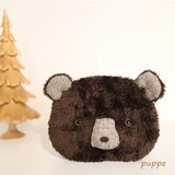 【クマーチェフのおかおシリーズ】ふわふわポーチ(ぺたんこ)