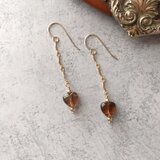 ブラウン系トルマリン◇14kgf ハートロングピアス