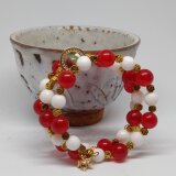 カーネリアン＆白翡翠の大人可愛いbracelet◆和装にも◆１８KGP