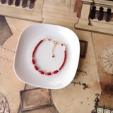 天然石のコードブレスレット ■ God's Rice ■ 14KGF レッドコーラル