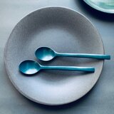 【やさしいスプーン 青拭き漆】漆塗り カレースプーン