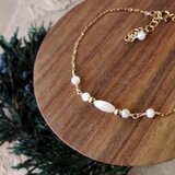 天然石のチェーンブレスレット ■ God's Rice ■ 14KGF マザーオブパール