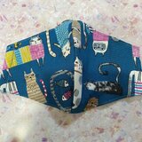 ねこ柄・大人用マスク・手作りマスク・立体マスク・ハンドメイド・猫の画像