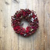 NATURAL COLORの野ばらの実&ケイトウの素朴な大人ドライフラワーリース