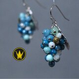 銀925 花咲くアーモンドの木の枝。ある画家の名画からのインスピレーション編、葡萄の房ピアス、樹脂ピアス又はイヤリングに変更可