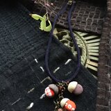 PE26　信楽帽子のどんぐり古布ペンダント