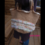 手紡ぎ糸のモコフワバッグ