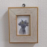はなうしミニ額　白木に金のふちの画像