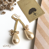 【限定1組】大ぶりチェーンとアンティークパール24金ピアス