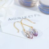 【送料無料】K18 アメトリン マーキス ブリオレットカット フックピアス