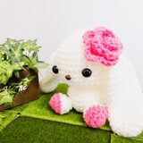 ロップイヤーうさぎ（垂れ耳ホワイト）☆あみぐるみ☆動物シリーズ