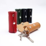 縦置きできる円筒型キーケース Mini【受注生産 本革製 革5色・糸10色】