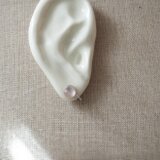 ピンクシェルの一粒イヤリングの画像