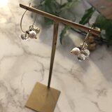 ガラスとコットンパールのピアス