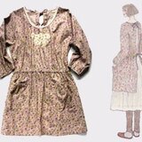 小花プリントのかっぽうエプロン