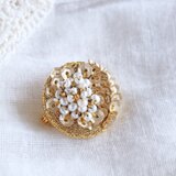 刺繍brooch パール