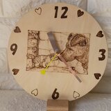 オーダ作品見本　時計付きペットの似顔絵