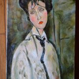 モディリアーニ「黒ネクタイの女」模写