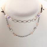 クリスタルパーツとパールのストールクリップ