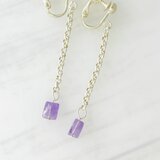 再販★2月誕生石！アメジスト・ホワイトチェーンのイヤリング♪★