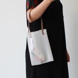 zero：Pleats bag - S（ストライプ）：プリーツ バッグ　軽い　透ける　透明感の画像