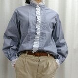 レース付き長袖ブラウスの画像