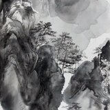 溌墨山水画　仙山の画像