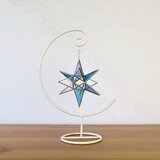 ゆらゆらスター・星のサンキャッチャー・クリア×ブルー・飾る用の土台付き　の画像