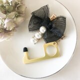 ドアオープナー  [フリンジオーガンジー/ブラック]