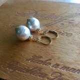 Vintage paper pearl　フレンチフックピアス　<a020-ear>の画像