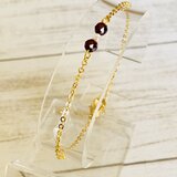 【ブレスレット】ガーネットとローズクォーツのシンプル・ゴールド♪　